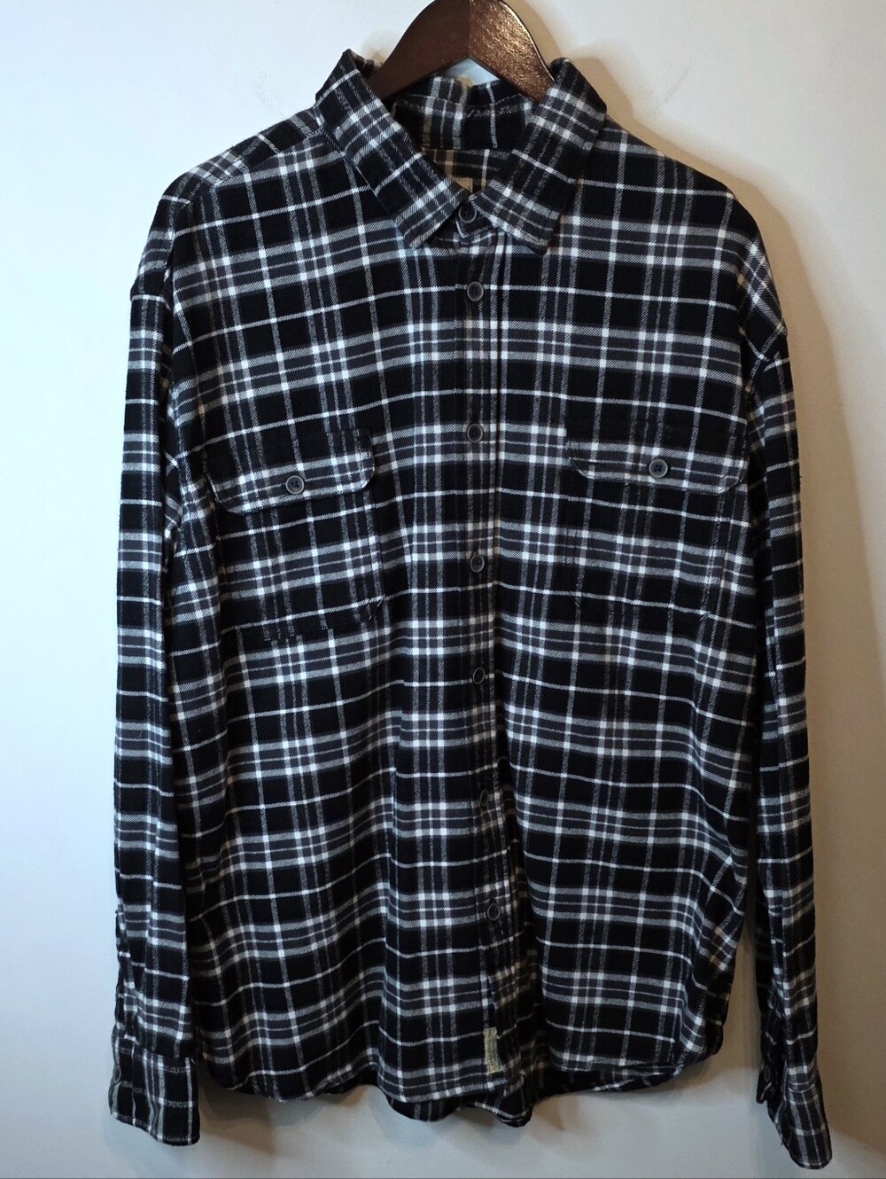 Jachs Brawny Flannel Shirt Black White Plaid Long Sleeve Size Men's XL Workwear